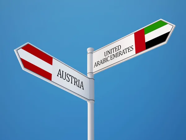 Emiratele Arabe Unite Austria Semnează Conceptul Steaguri — Fotografie, imagine de stoc