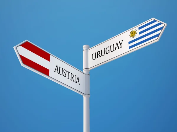 Urugwaj Austria znak flagi koncepcja — Zdjęcie stockowe