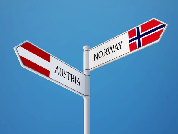 Norge Österrike underteckna flaggor koncept — Stockfoto