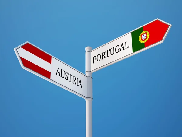 Portugal Austria  Sign Flags Concept — Stock Photo, Image