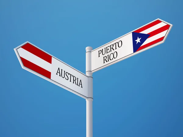 Πουέρτο Ρίκο Αυστρία σημάδι σημαίες έννοια — Φωτογραφία Αρχείου