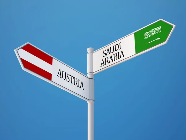 Arabia Saudyjska Austria znak flagi koncepcja — Zdjęcie stockowe
