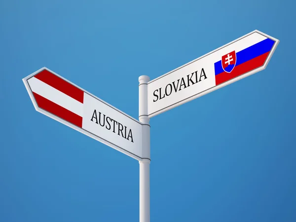 Slovakien Österrike underteckna flaggor koncept — Stockfoto