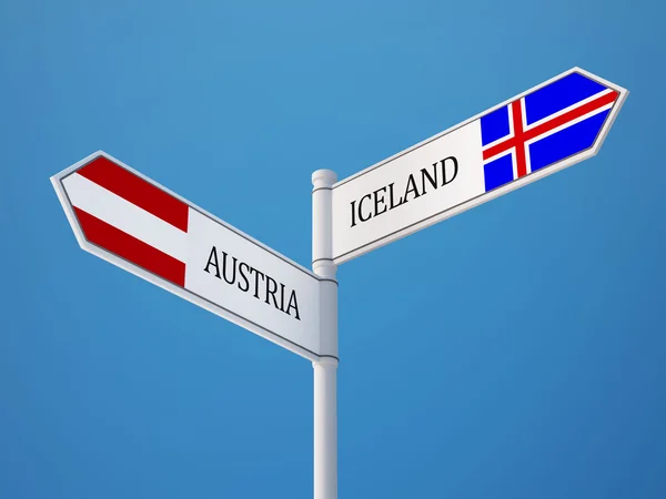 Island Österrike underteckna flaggor koncept — Stockfoto