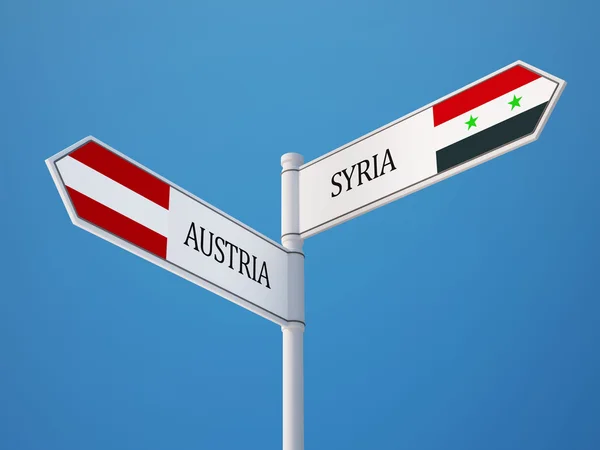 Syria Austria znak flagi koncepcja — Zdjęcie stockowe