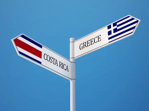 Греция Коста-Рика подписала концепцию флагов — стоковое фото