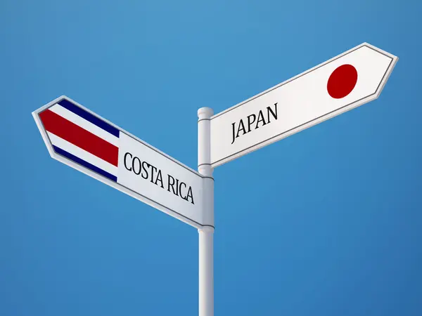 Japan Costa Rica Sign Flags Concept — Stock Photo, Image