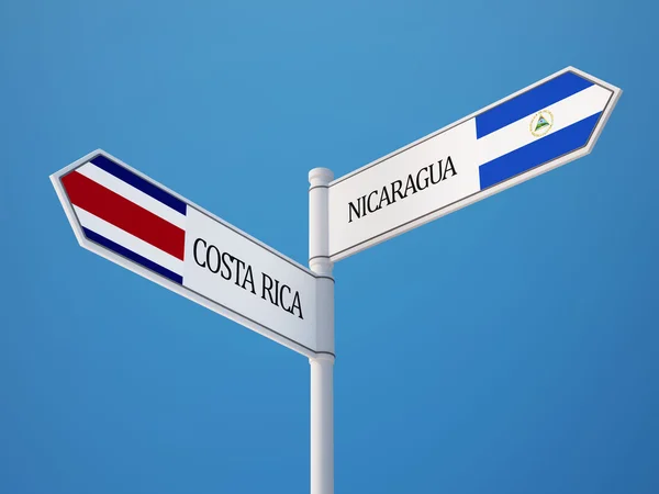 Nicaragua Costa Rica Firma Bandiere Concept — Foto Stock