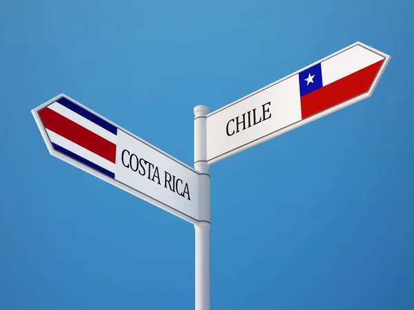 Chile Costa Rica Sign Flags Concept — Stock Photo, Image