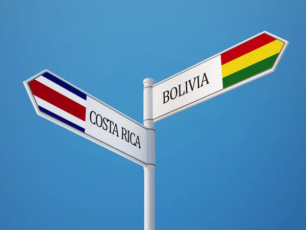 Boliwia Costa Rica znak flagi koncepcja — Zdjęcie stockowe