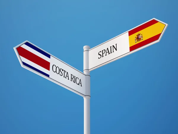 Spanien Costa Rica tecken flaggor koncept — Stockfoto