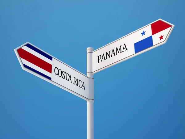 Panama Costa Rica Signer Drapeaux Concept — Photo