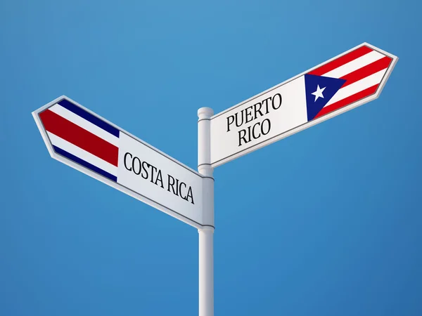 Puerto Rico Costa Rica Firma Concepto de Banderas — Foto de Stock