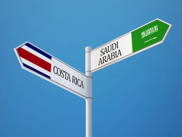 Saudiarabien Costa Rica tecken flaggor koncept — Stockfoto