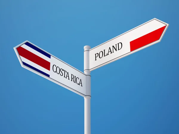 Poland Costa Rica Sign Flags Concept — Stock Photo, Image
