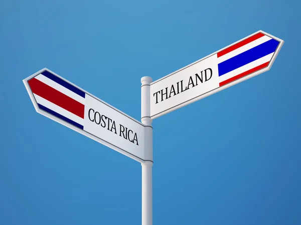 Thajsko Costa Rica znamení příznaky koncepce — Stock fotografie