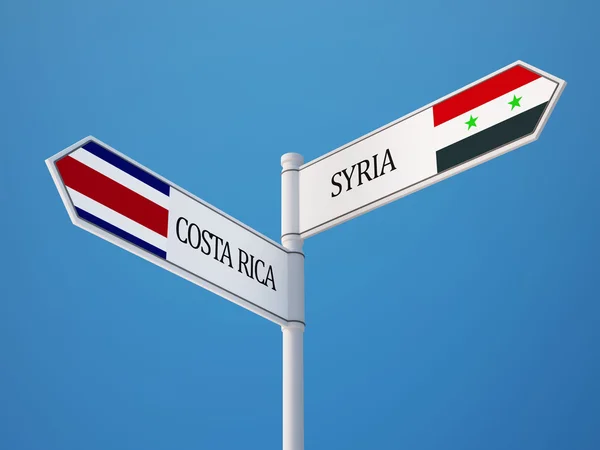 Syrië Costa Rica teken vlaggen Concept — Stockfoto