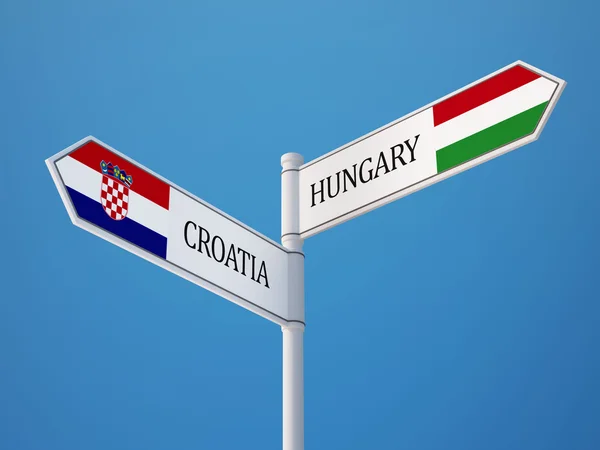 Hungary Croatia Sign Flags Concept — Stock Photo, Image