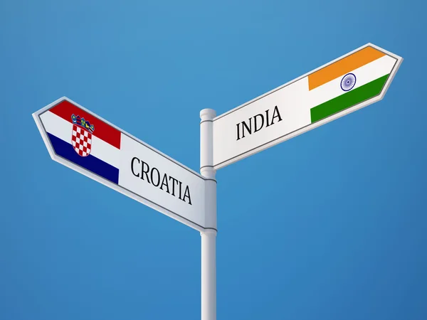 Hindistan Hırvatistan işaret bayrakları kavramı — Stok fotoğraf