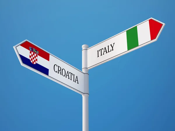 Italie Croatie Signer Drapeaux Concept — Photo