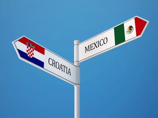 Mexique Croatie Signer Drapeaux Concept — Photo