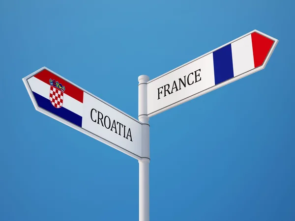 France Croatie Signer Drapeaux Concept — Photo