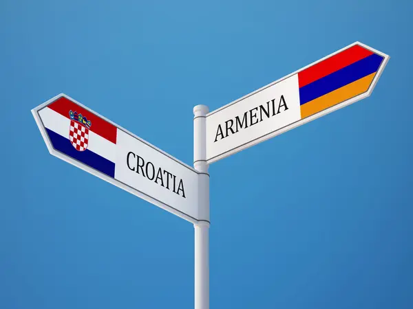 Armenia Croatia Sign Flags Concept — Stock Photo, Image