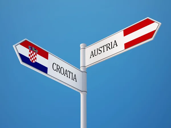 Österrike Kroatien tecken flaggor koncept — Stockfoto