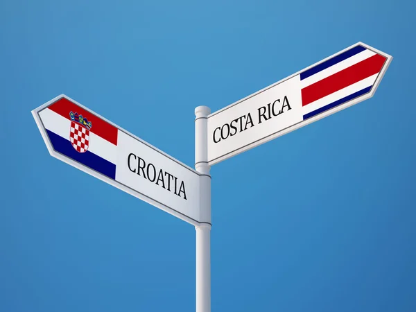 Costa Rica Croatia Sign Flags Concept — Stock Photo, Image