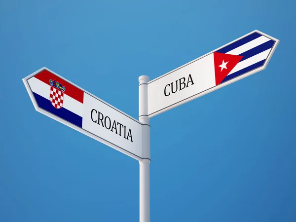 Cuba Croatia  Sign Flags Concept — Stock Photo, Image
