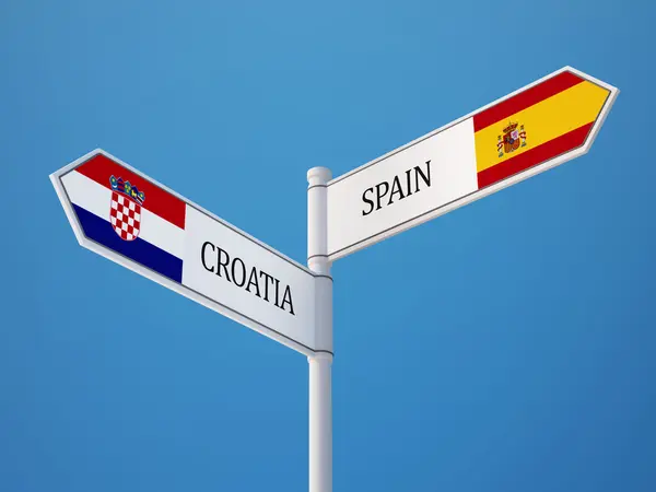 Spain Croatia  Sign Flags Concept — Stock Photo, Image