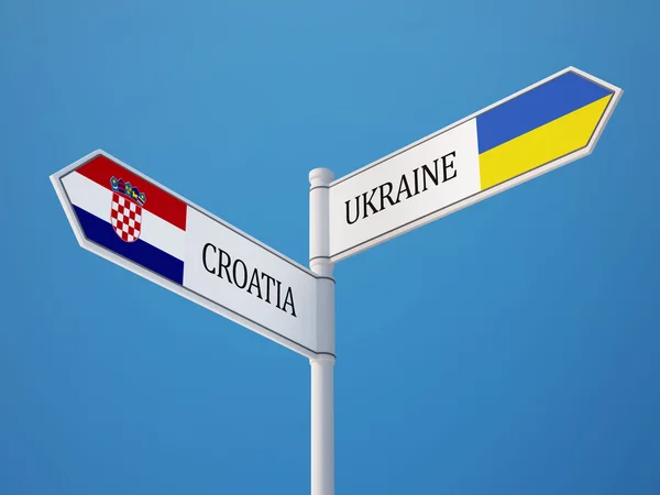 Ukraine Croatie Signer Drapeaux Concept — Photo