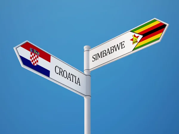 Zimbabve Hırvatistan işaret bayrakları kavramı — Stok fotoğraf