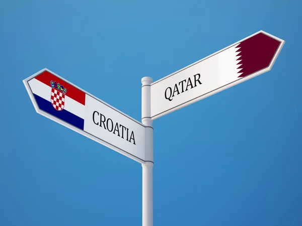 卡塔尔克罗地亚标志标志概念 — 图库照片