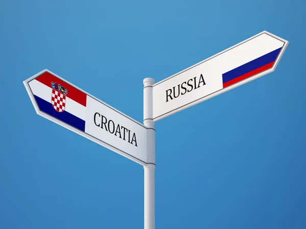 Ryssland Kroatien tecken flaggor koncept — Stockfoto