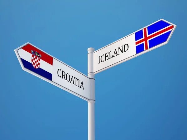 Islandia Chorwacja znak flagi koncepcja — Zdjęcie stockowe