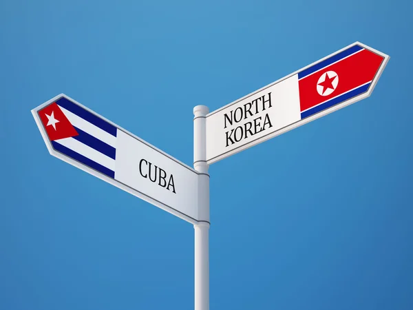 Conceito de Bandeiras de Sinais de Cuba Coreia do Norte — Fotografia de Stock