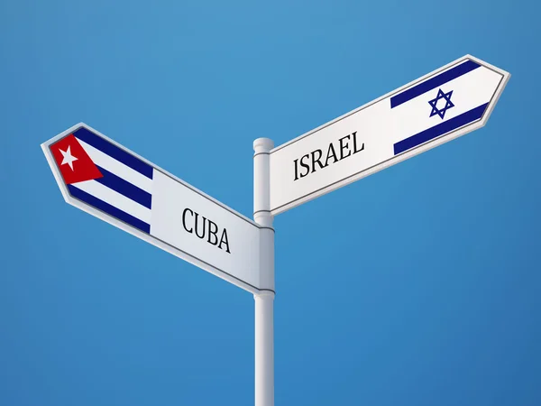 Cuba Israel assinar Bandeiras Conceito — Fotografia de Stock