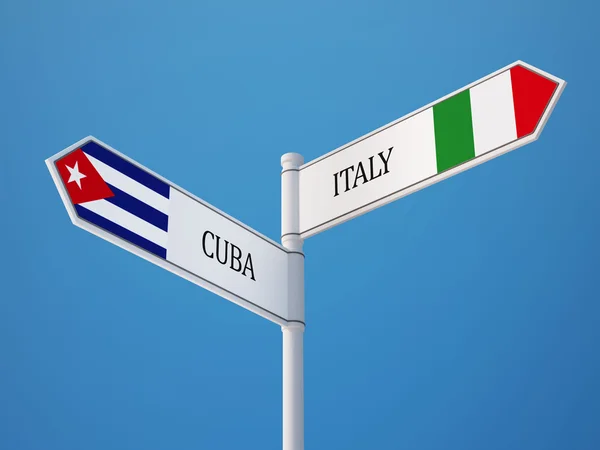 Cuba Italie Signer Drapeaux Concept — Photo