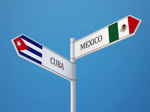 Cuba Mexique Signer Drapeaux Concept — Photo