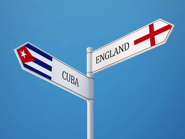 Κούβα σημάδι Αγγλία σημαίες έννοια — Φωτογραφία Αρχείου