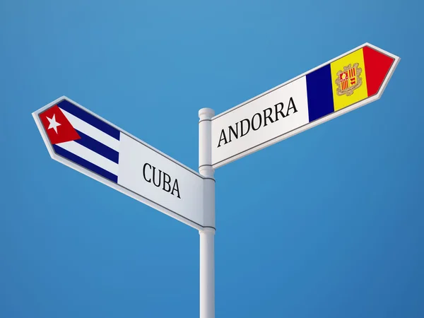 Cuba Andorra Firma Concepto de Banderas —  Fotos de Stock