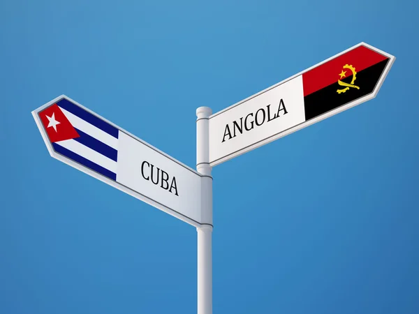 Cuba Angola Signo Bandeiras Conceito — Fotografia de Stock