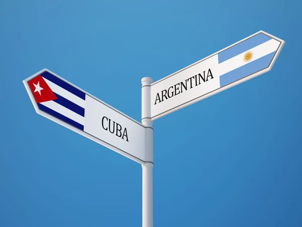 Cuba Argentina semnează conceptul de steaguri — Fotografie, imagine de stoc