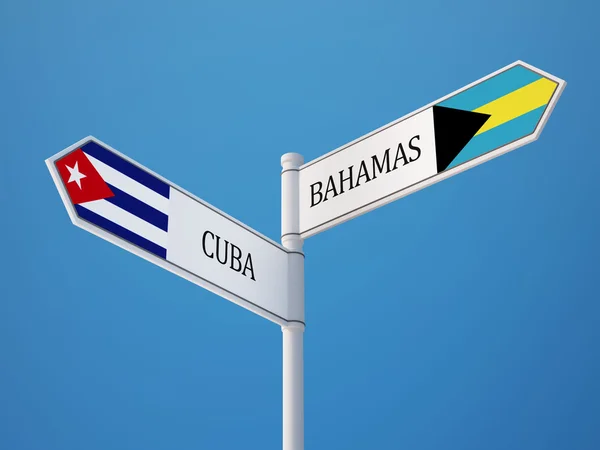 Bahamas Cuba Signer Drapeaux Concept — Photo