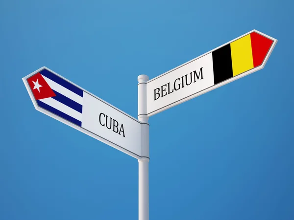 Belgio Cuba segno bandiere concetto — Foto Stock