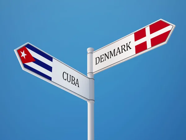 Danemark Cuba signe drapeaux concept — Photo