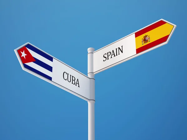 Spanje Cuba teken vlaggen Concept — Stockfoto