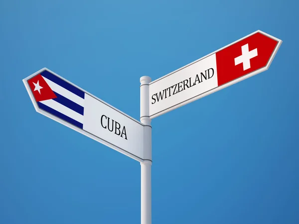 Suisse Cuba Signer Drapeaux Concept — Photo