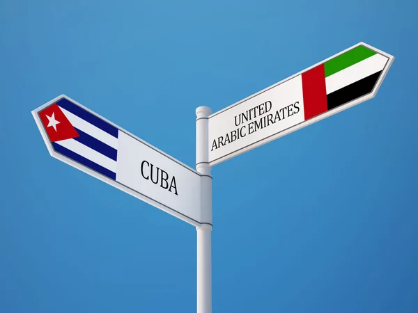 Emirados Árabes Unidos Cuba assinar Bandeiras Conceito — Fotografia de Stock